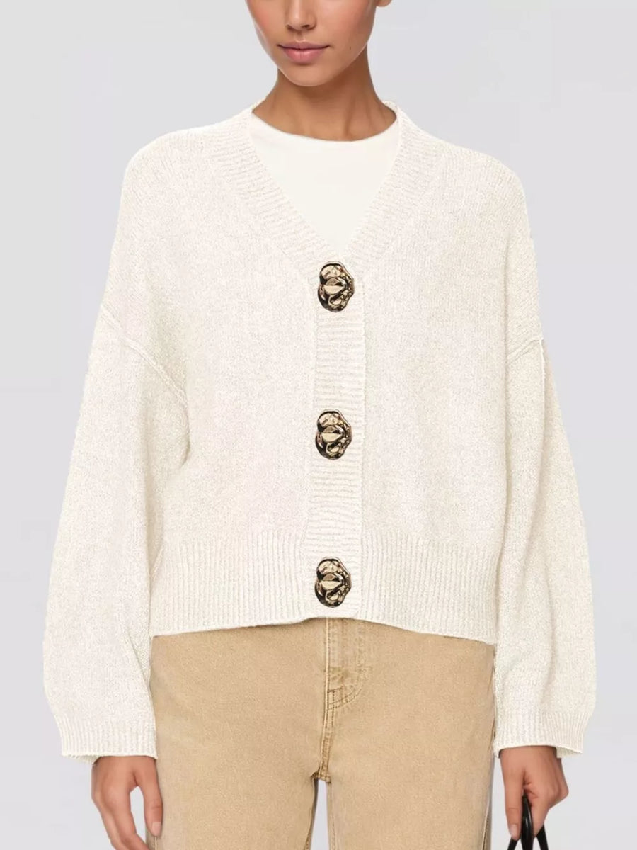 Apricot relaxed cardigan with v-neck