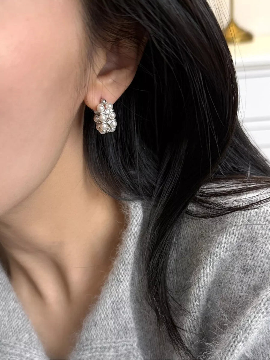 Silver earrings with mini and latch-back