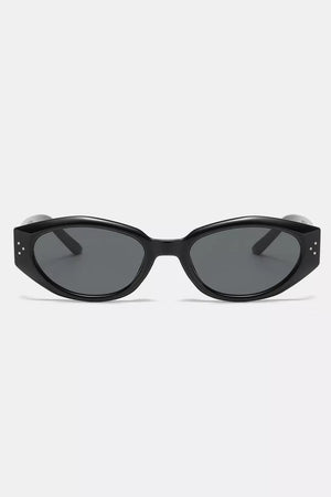 Black cat-eye sunglasses with metallic stud accents