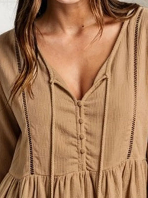 Gray peplum peplum top with v-neck