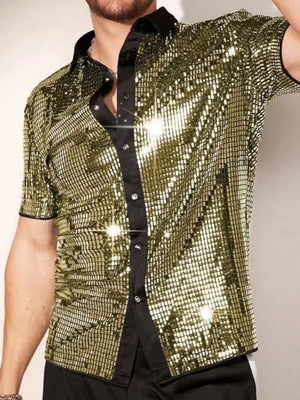 Purple button-up shirt with hip-length and button-front