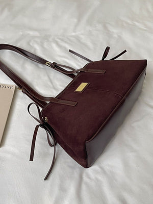 Side Tied Shoulder Bag in White with adjustable strap