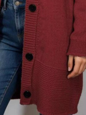 Burgundy relaxed cardigan with hooded