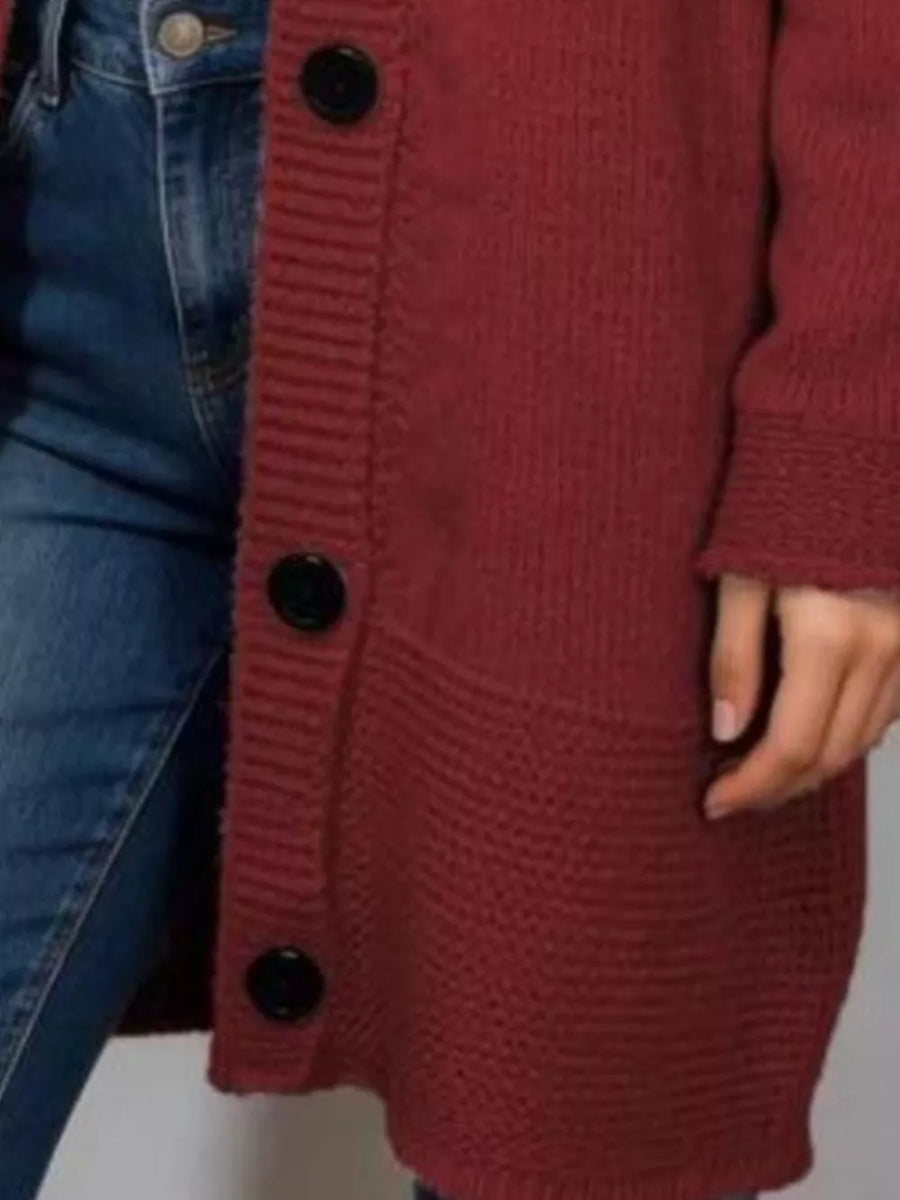 Burgundy relaxed cardigan with hooded
