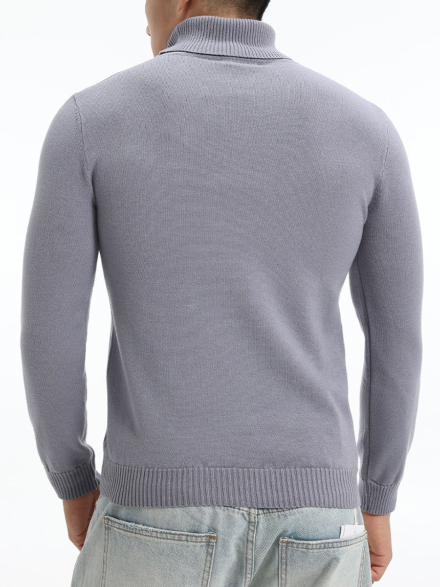 Army Green slim turtleneck sweater with turtleneck