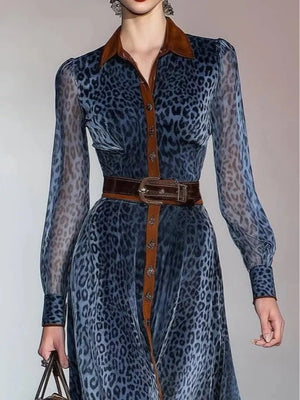 black shirt dress featuring buttoned and leopard
