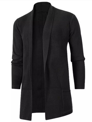 cardigan in black featuring ribbed and regular fit
