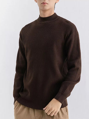 Dark Gray mock neck sweater with stretch and long sleeve