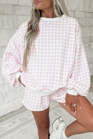 100% polyester Care instructions: Machine wash cold pajama set in Blush Pink with oversized silhouette
