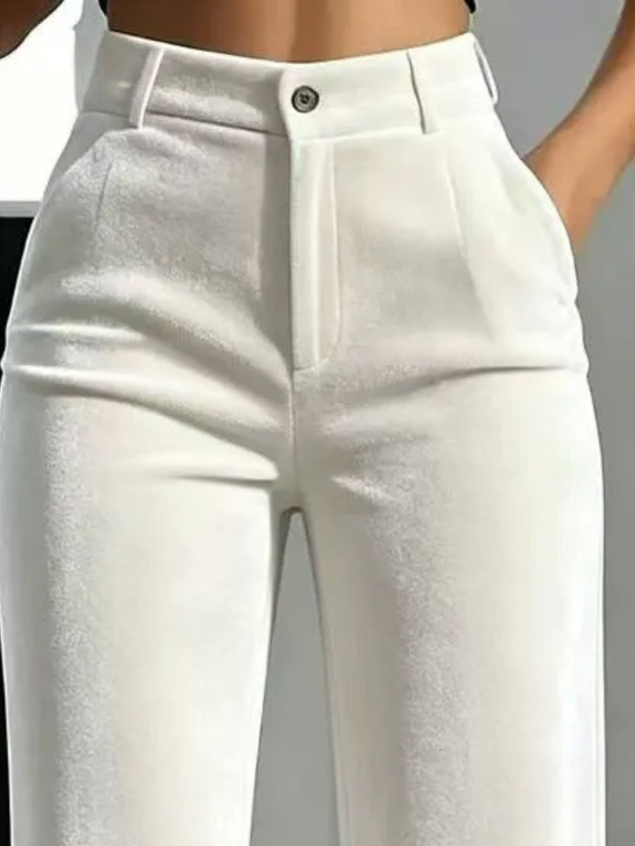 wide-leg pants in Burgundy with buttoned and full-length