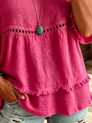 100% polyester Care instructions: Machine wash cold blouse in Lavender with relaxed silhouette