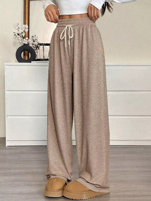 athleisure wide-leg pants in Khaki with not applicable