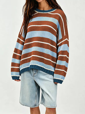 Orange pullover sweater with hip-length and pullover
