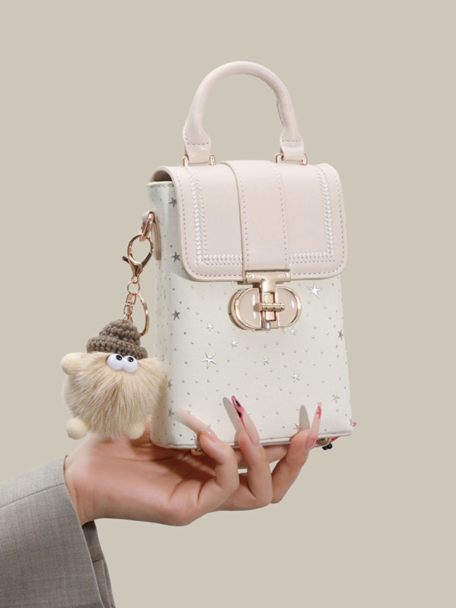 White crossbody bag with mini and turn-lock