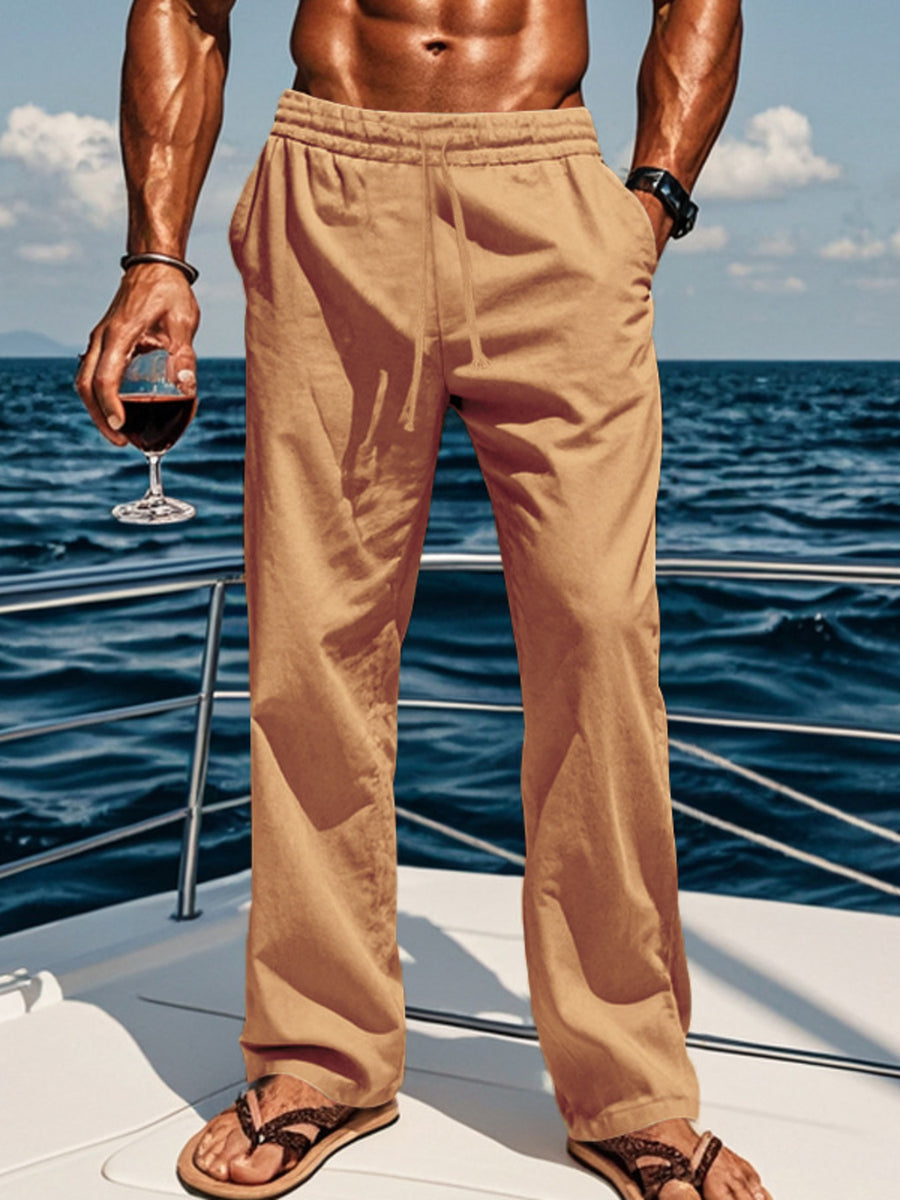 pants in Gray Green with drawstring and full-length