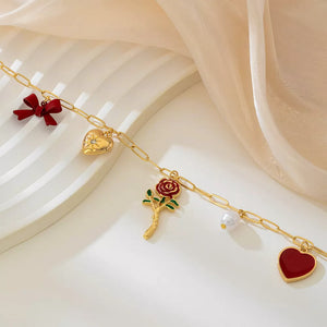 18k Gold-plated Alloy Chain Necklace With Pendant in gold with charm necklace