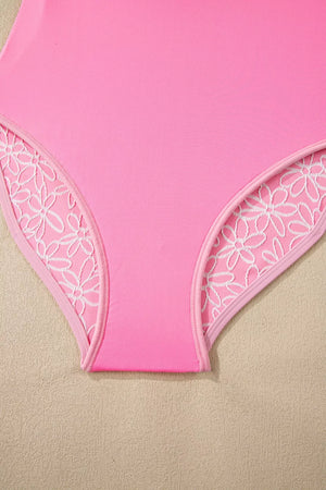 one-piece swimsuit featuring floral in Blush Pink with 92% polyester, 8% elastane Care instructions: Machine wash cold