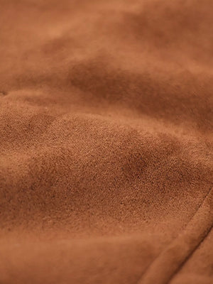 moto jacket in brown with collared and long sleeve