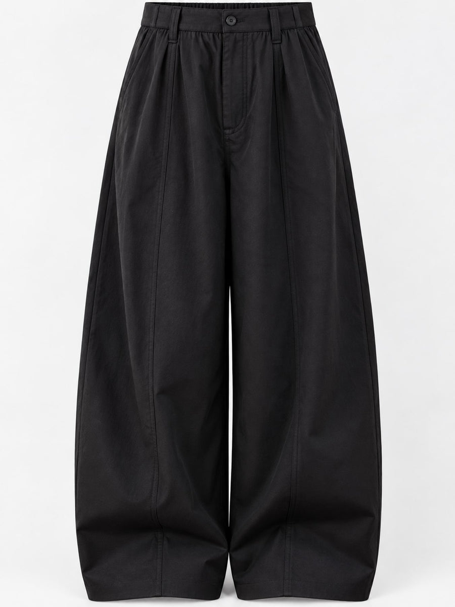Polyester & cargo pants in khaki with wide-leg silhouette