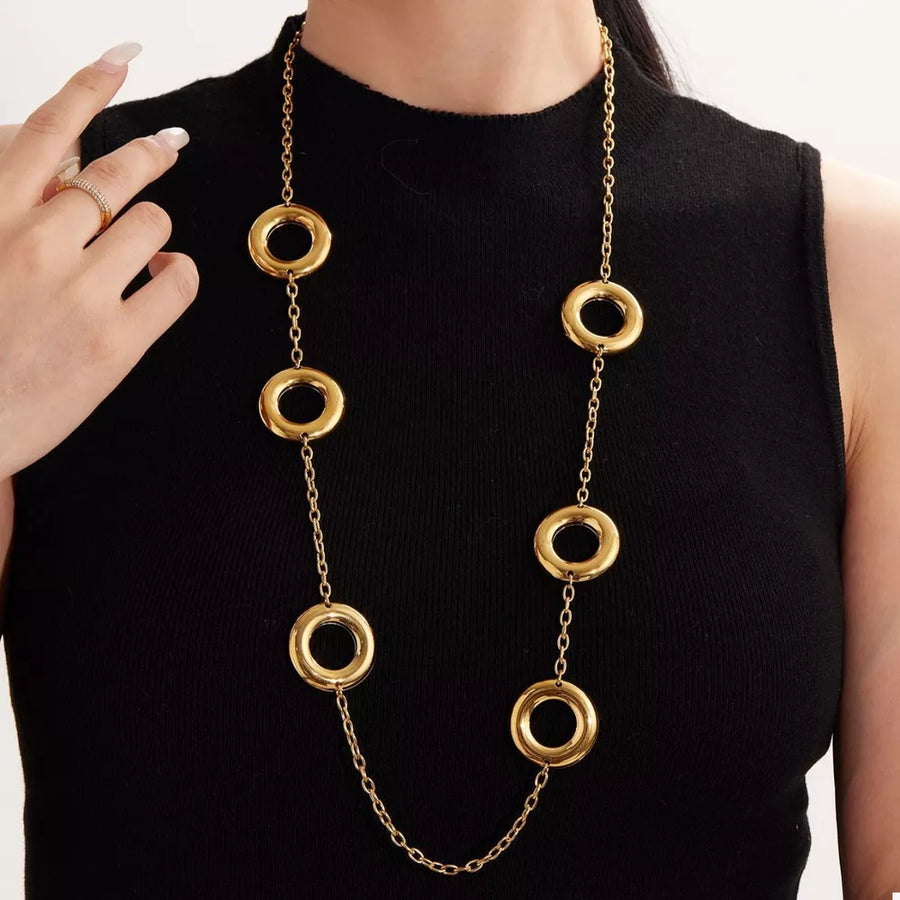 18K Gold-Plated,Titanium Steel Care instructions: Avoid wearing during exercise, necklace in Gold with straight silhouette