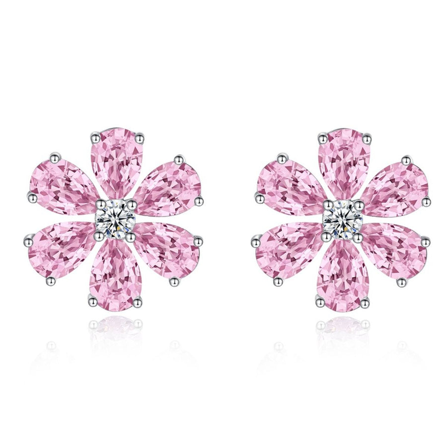 earrings featuring floral in light pink with 925 sterling silver,Zircon Care instructions: Avoid wearing during exercise, as