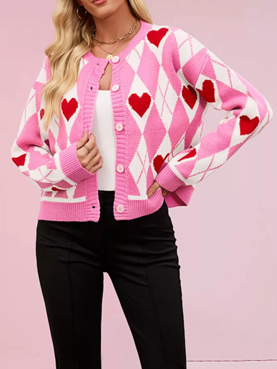 Rose Red cardigan with cropped and button-front