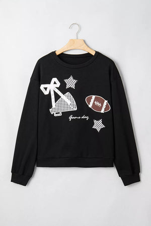 sweatshirt in red with gingham patches and hip-length