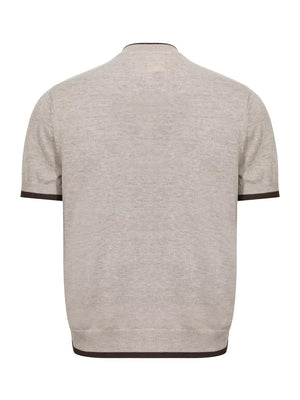 Men's Short Sleeve Collar Knit Top in Apricot