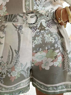 bohemian two-piece set in blush pink with collared