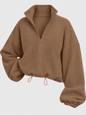 windbreaker in Ivory with zipper and cropped