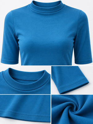 Cotton & t-shirt in Peacock Blue with fitted silhouette