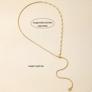 18k Gold-plated Chain Y-drop Necklace With Synthetic Pearl in Golden with Y-drop design
