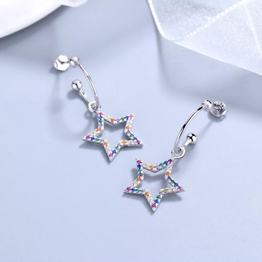 Silver earrings with mini and hook-and-eye