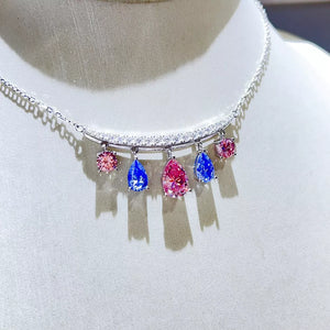 925 sterling silver,Moissanite Carat weight: 6ct Care instructions: Avoid wearin necklace in pink with straight silhouette