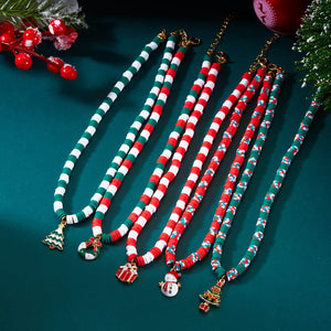 red necklace with striped and not applicable