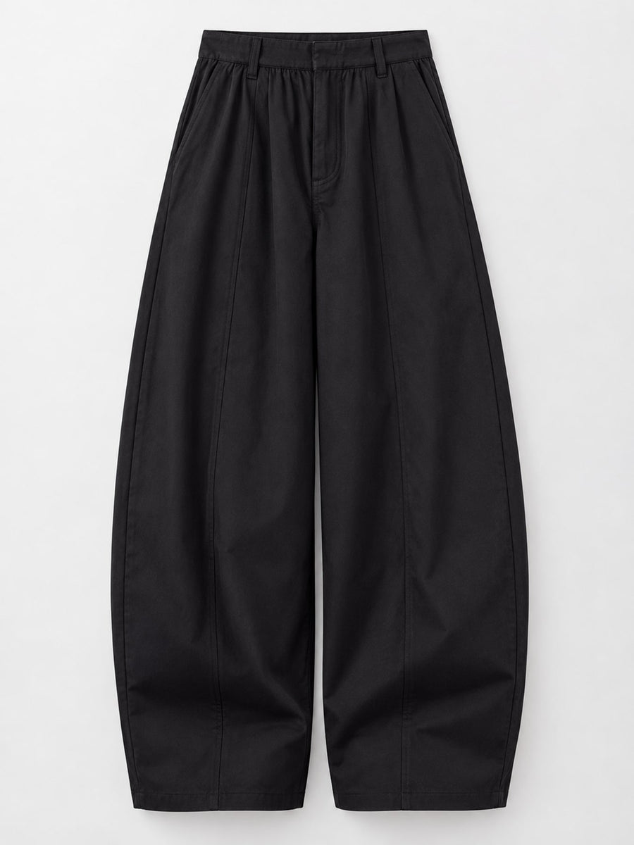 Cement Gray-Tall Barrel Leg cargo pants with full-length and zip-front