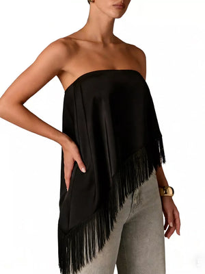 bohemian tube top in Black with strapless