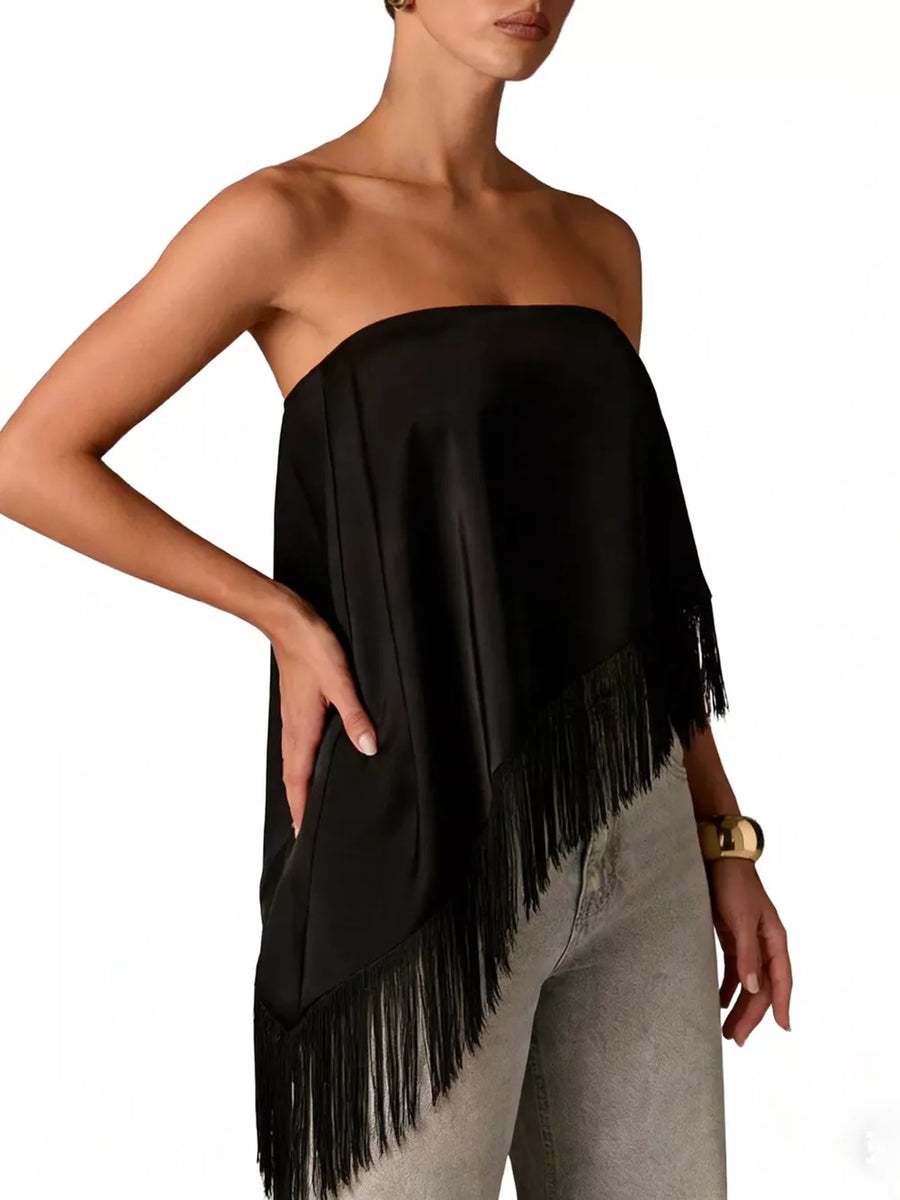 bohemian tube top in Black with strapless