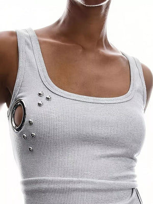 edgy tank top in Grandma Gray with scoop neck