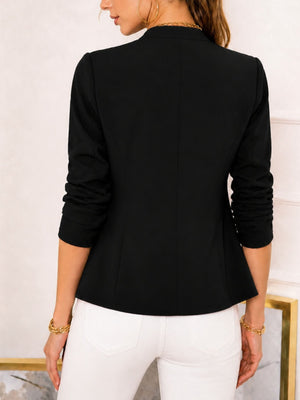 Regular-Fit Open-Front Long Sleeve Blazer in Khaki