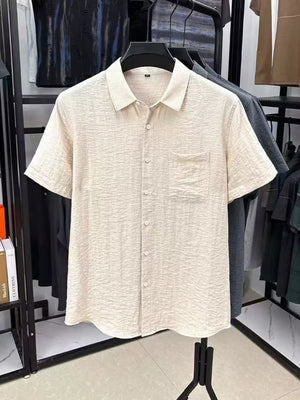 Khaki Men's Plus Size Lightweight Textured Shirt