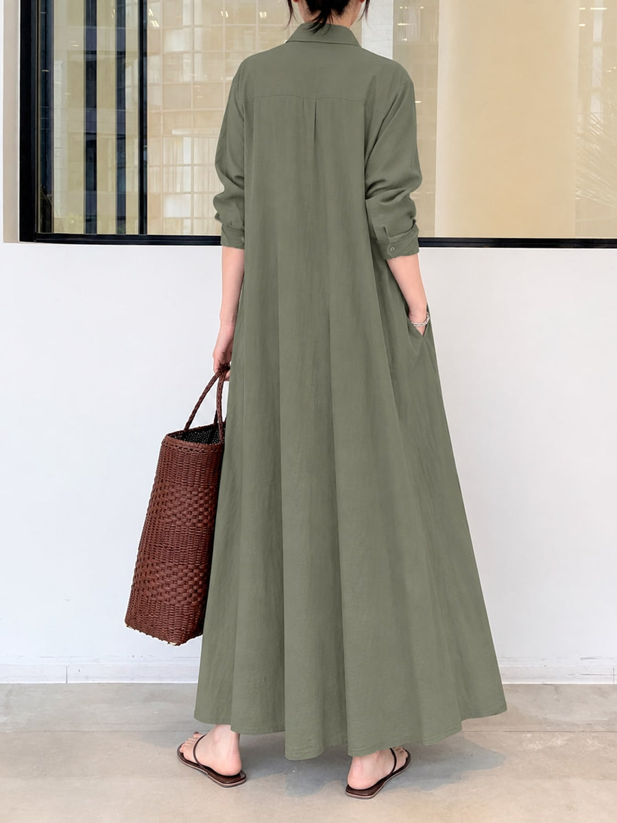classic shirt dress in Apricot with collared