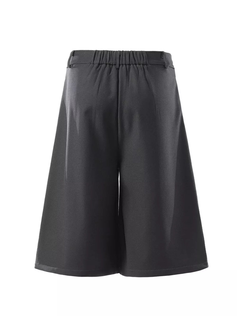 Men's Pleated Loose Fit Capris in Black