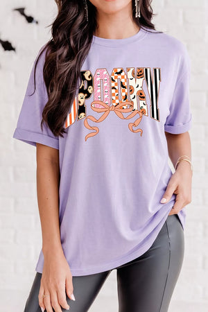 t-shirt in Pink Purple with graphic print and graphic print