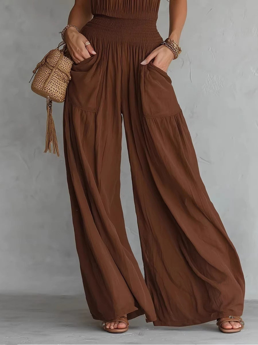 100% polyester Care instructions: Machine wash cold jumpsuit in chocolate brown with relaxed silhouette