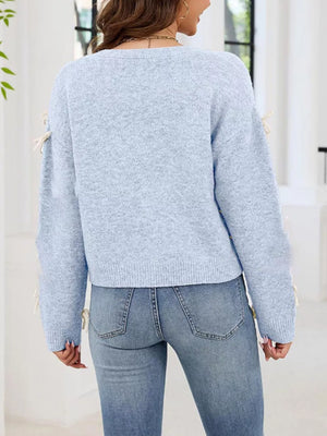 Gray relaxed cardigan with v-neck