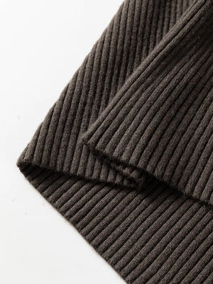Ribbed Knit High Neck Sweater Vest in Coffee Brown with ribbed