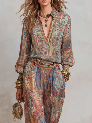 Multicolor lounge set with hip-length and pullover