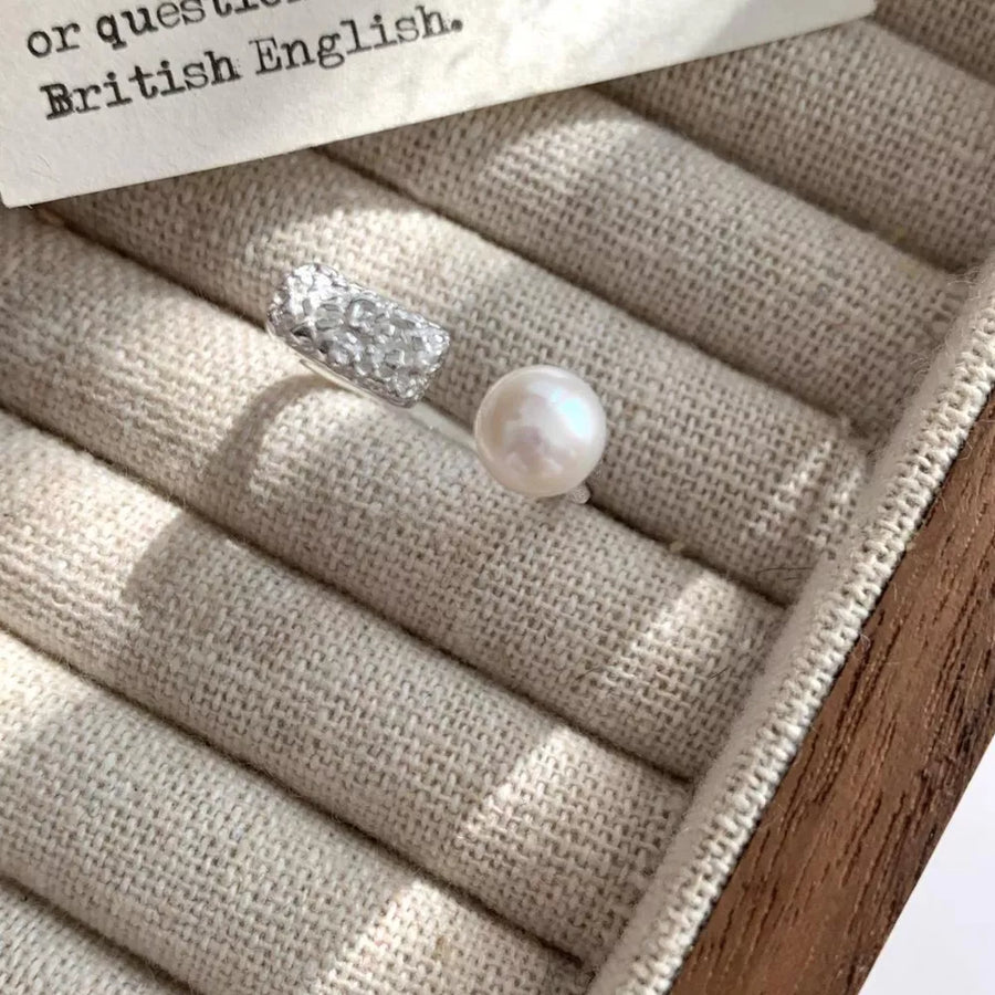 Freshwater Pearl,925 sterling silver Care instructions: Avoid wearing during exe ring in Silver with open silhouette