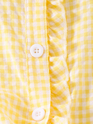 Blue Children's Gingham Ruffle Collar Sleeveless Shirt